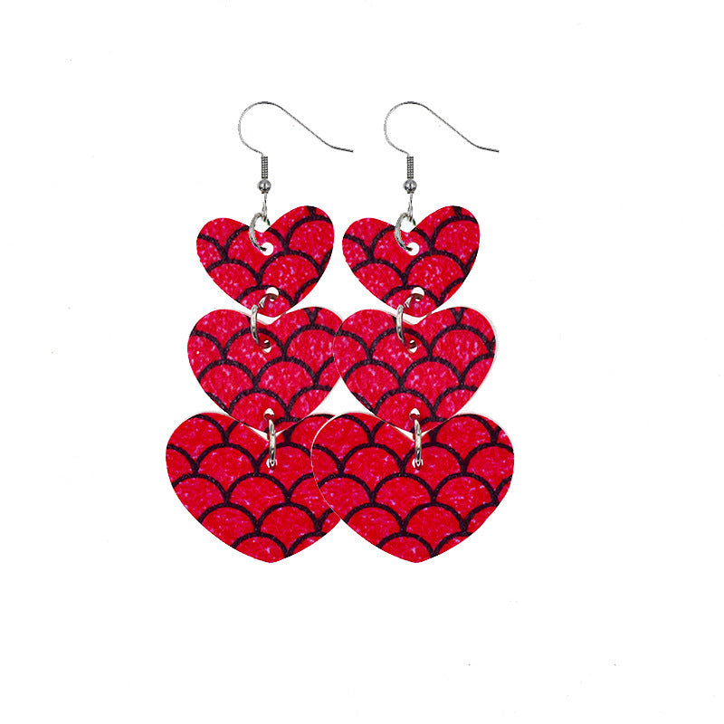 Wholesale In stock wholesale Valentine's Day series suit leather earrings cross-border creative personality love heart leather earrings